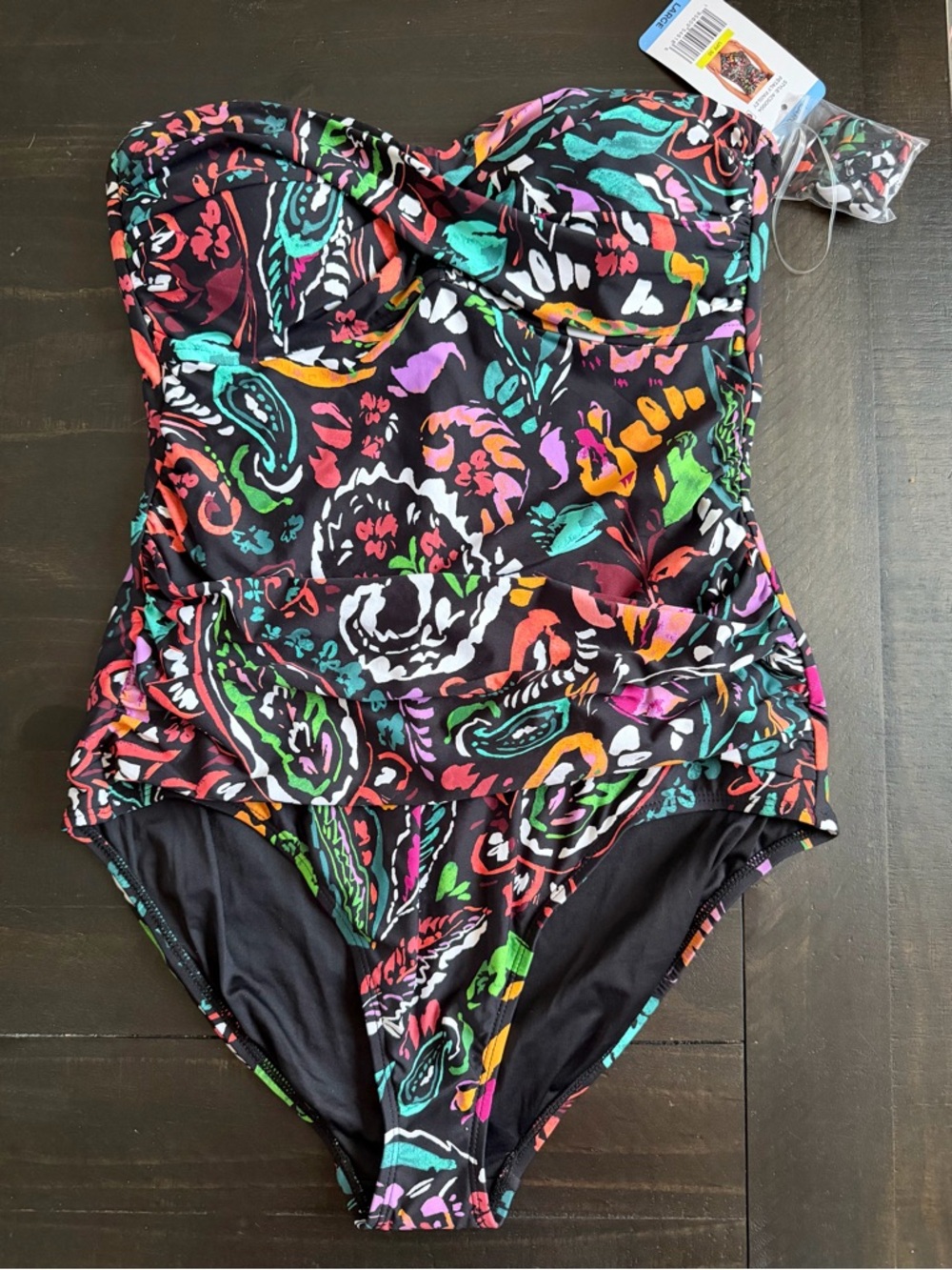 Womens’ Anne Cole Black Multicolor Paisley One-Piece Swimsuit NWT size Large